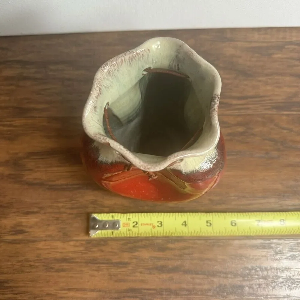 Red Pottery Vase Manuel Garcia Arroyo Sack Vase Glazed Signed Handmade Spanish